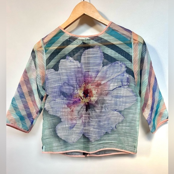 Picobell flower print top short sleeve size 40 medium - Picture 1 of 7